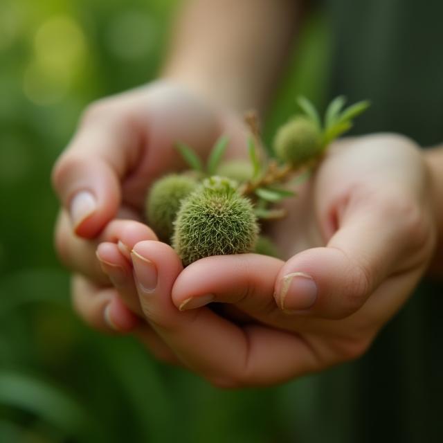 Close-up of native plant being sustainably harvested